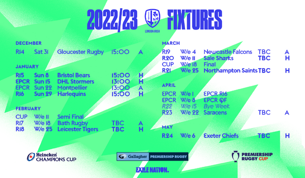 New fixture schedule confirmed